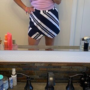 Navy and white striped skort